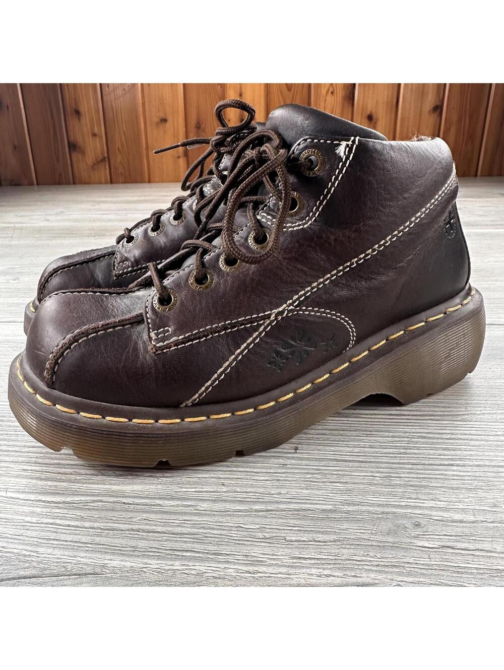 Dr Martens Daisy Boots Womens 8 Brown Chunky Platform Heels Flower Power 12281